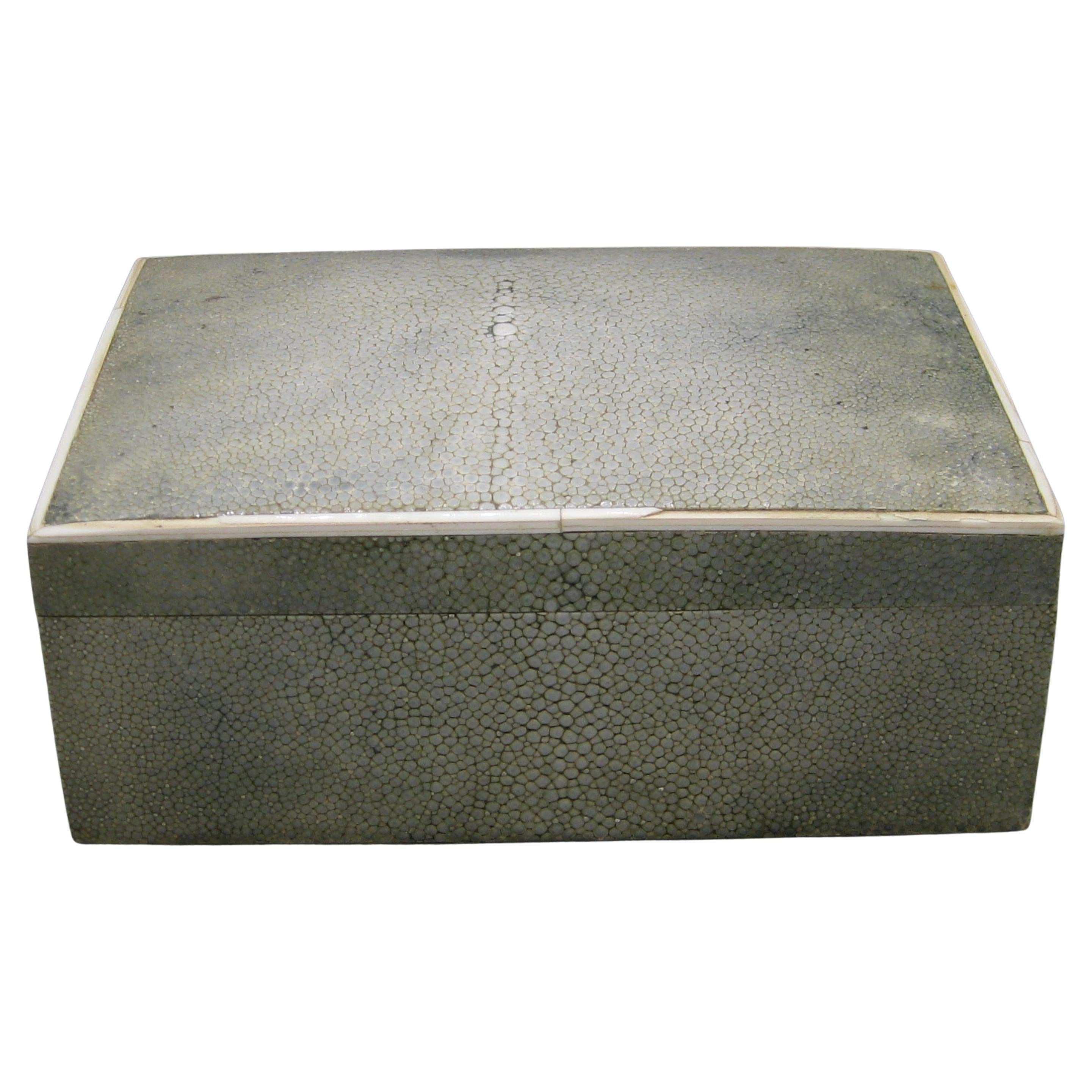Vintage Gucci Green Natural Shagreen Stash Trinket Box Made In Italy 7 1/8"