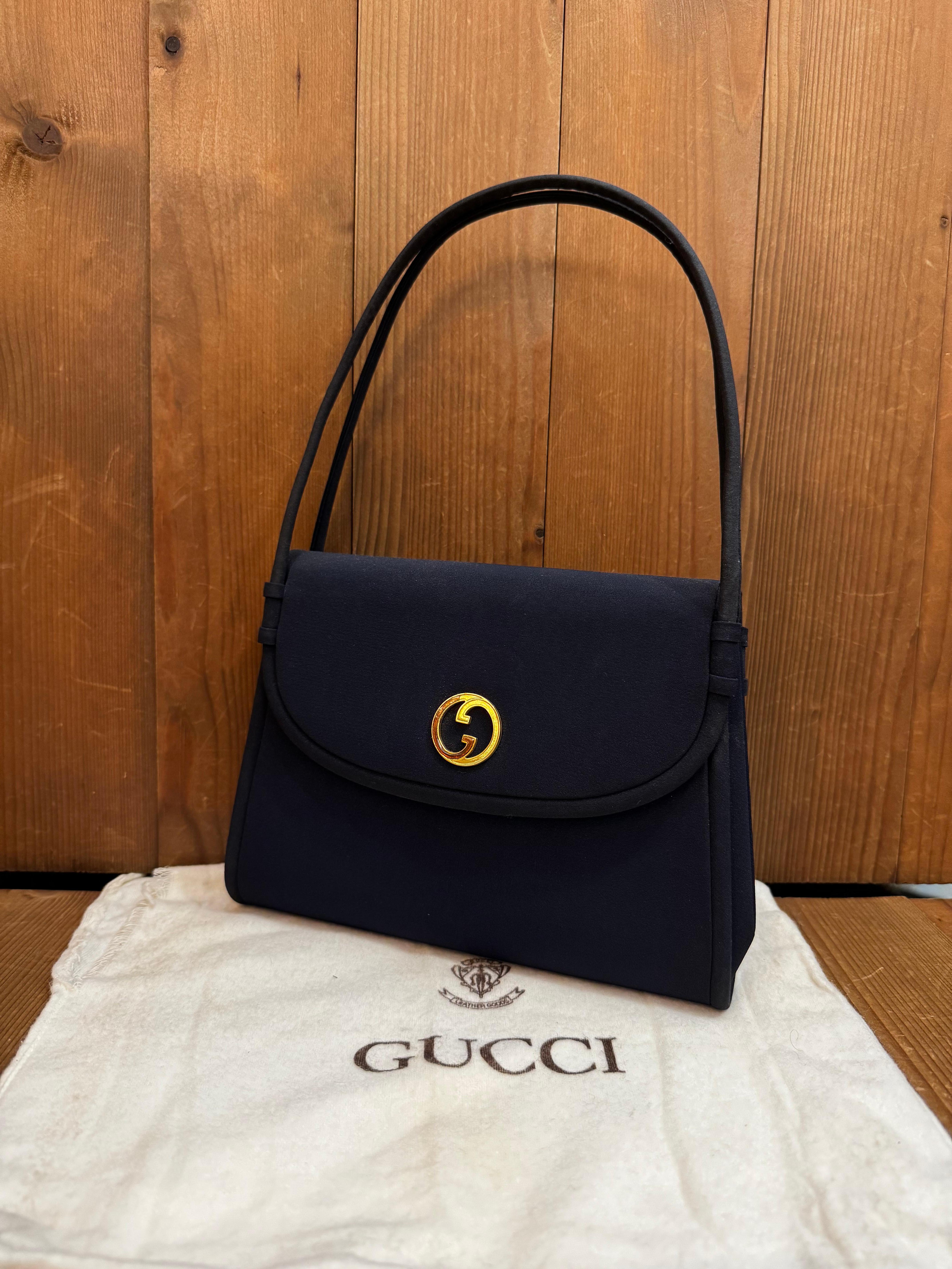 Women's Vintage GUCCI Handbag Navy Polyester Small