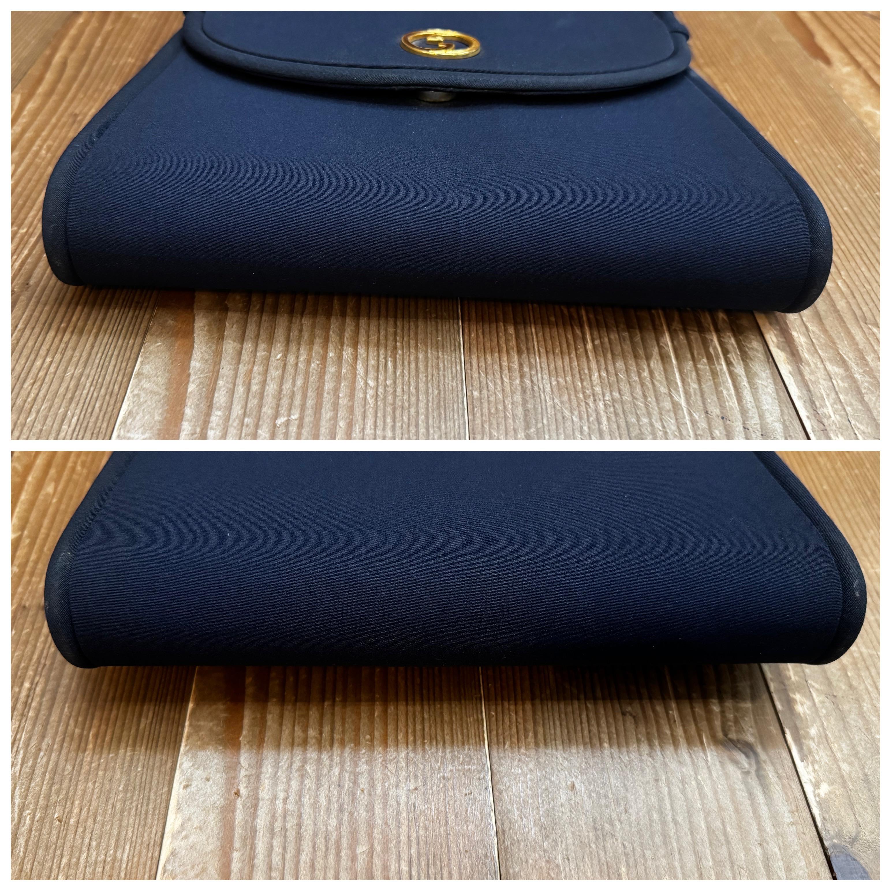 Vintage GUCCI Handbag Navy Polyester Small 3