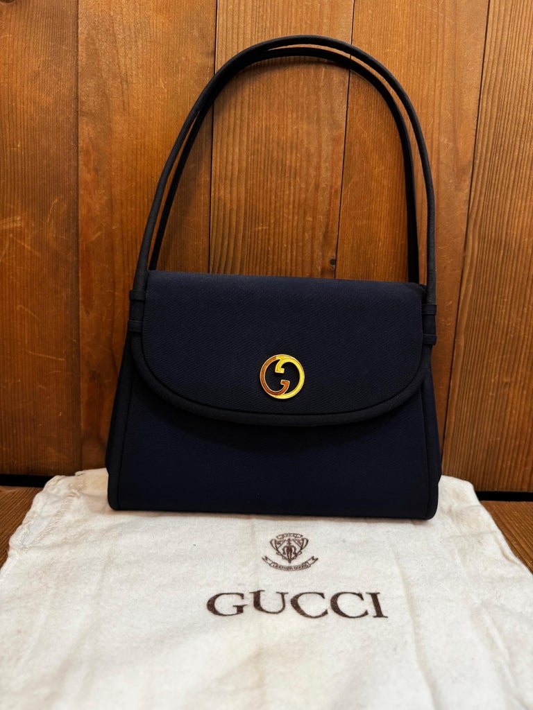 Vintage GUCCI Handbag Navy Polyester Small at 1stDibs 
