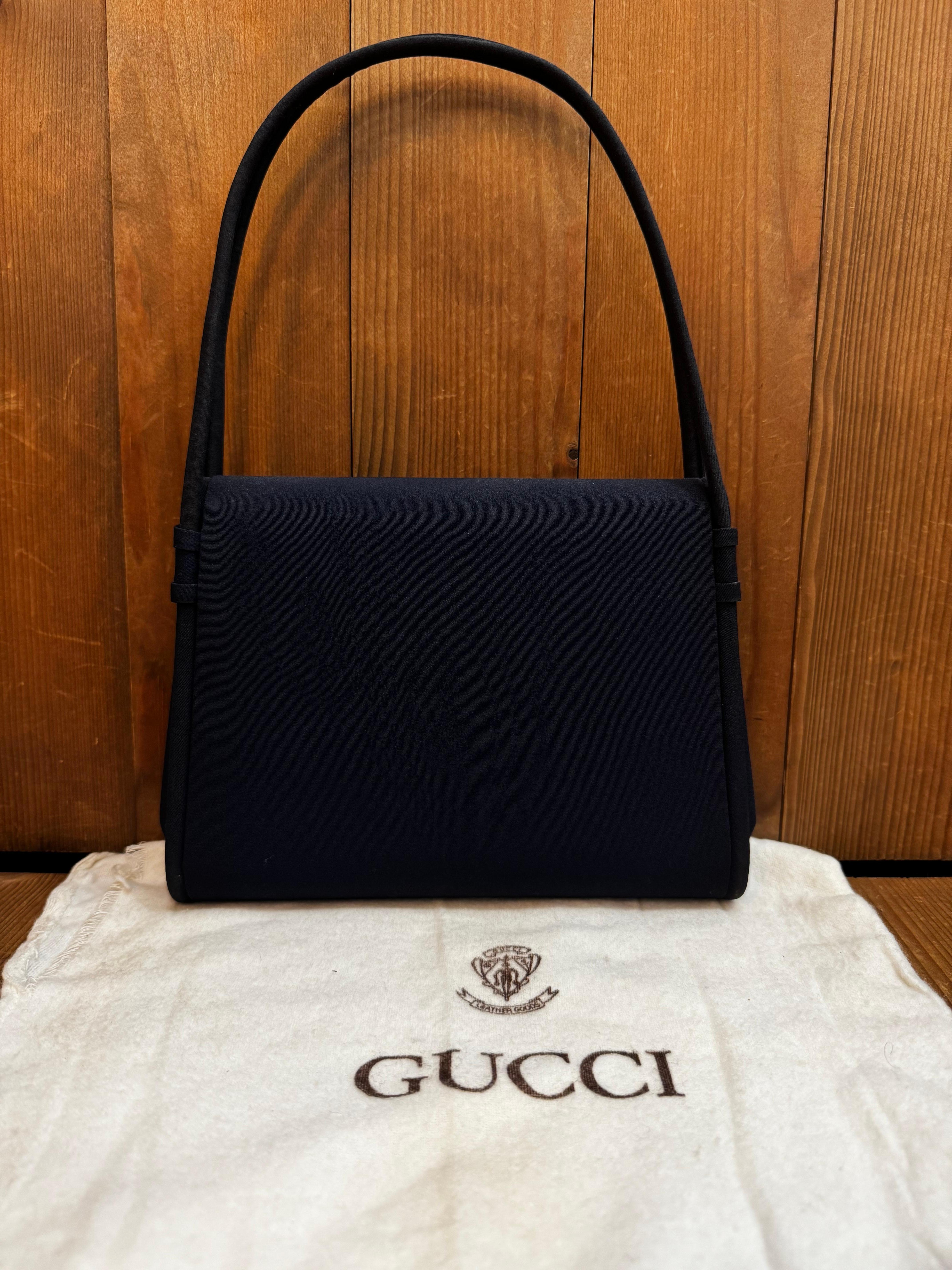 Black Vintage GUCCI Handbag Navy Polyester Small
