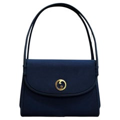 Vintage GUCCI Handbag Navy Polyester Small 