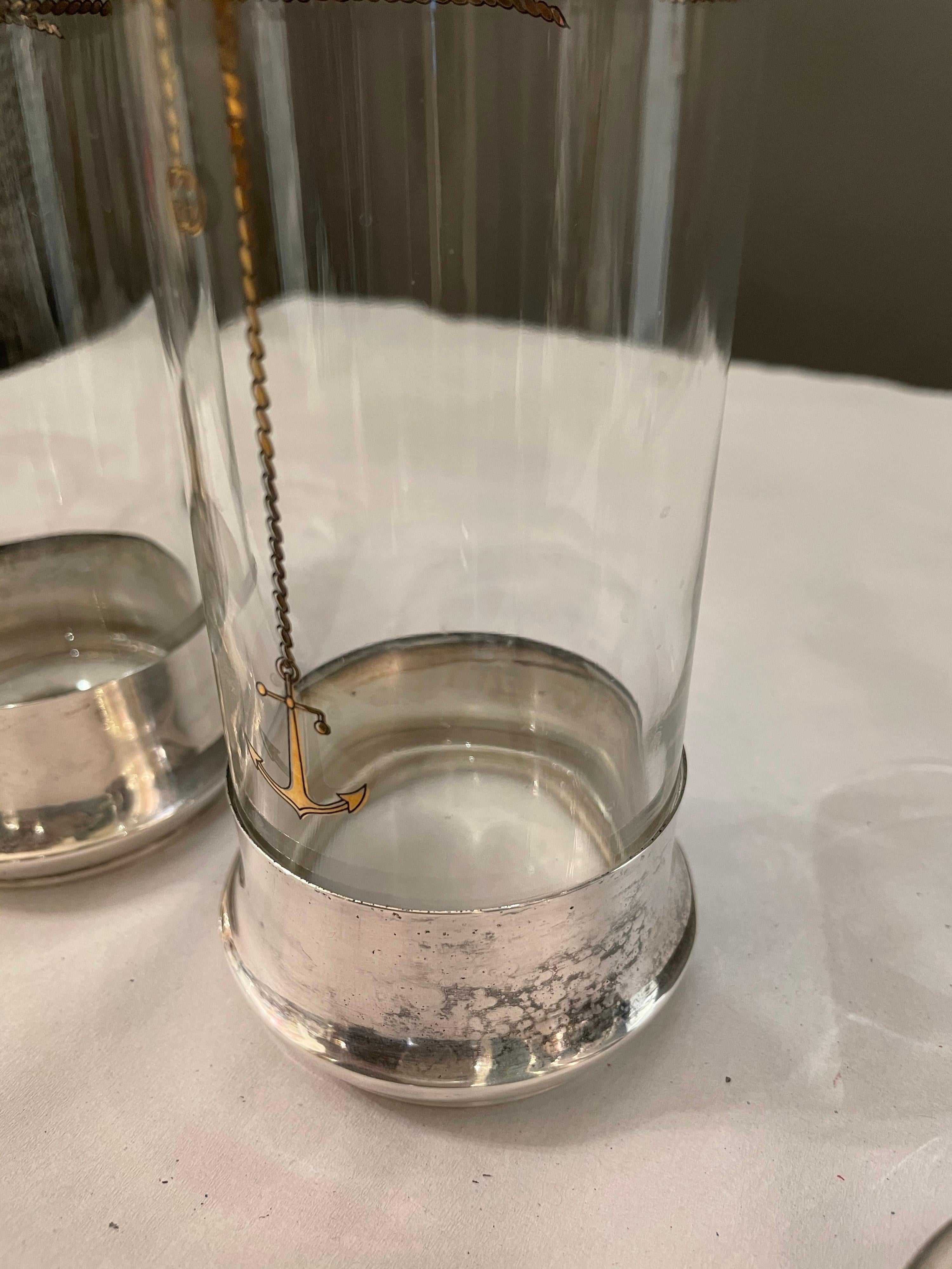 Cristalería Vintage Gucci Highball con Bases Plateadas, Juego de Cuatro 