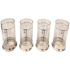 Retro Gucci Highball Glassware w/ Silver Plate Bases, Set of Four '4'