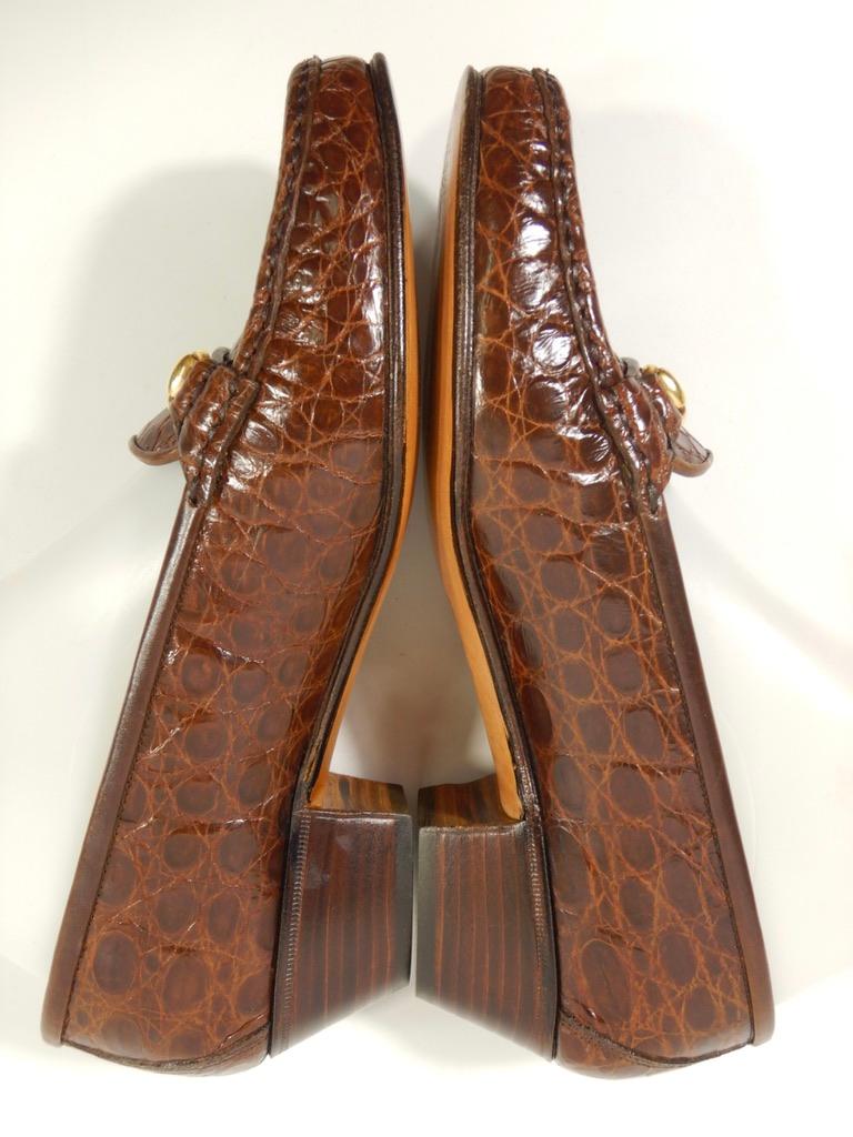 Vintage Gucci Horsebit Alligator Loafers Größe 38,5, Vintage im Angebot 5