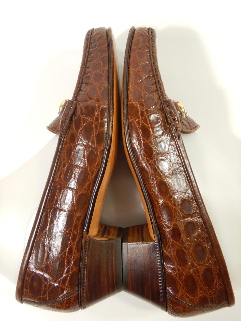 Vintage Gucci Horsebit Alligator Loafers Größe 38,5, Vintage im Angebot 6