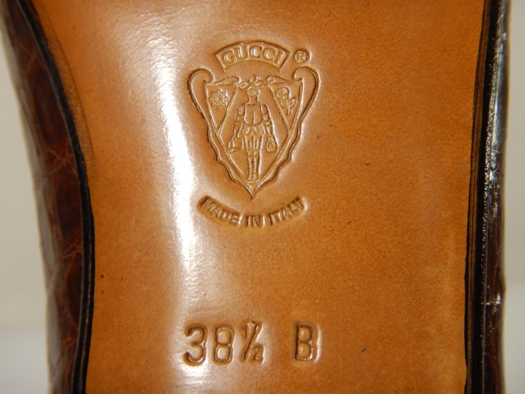 Vintage Gucci Horsebit Alligator Loafers Größe 38,5, Vintage im Angebot 8