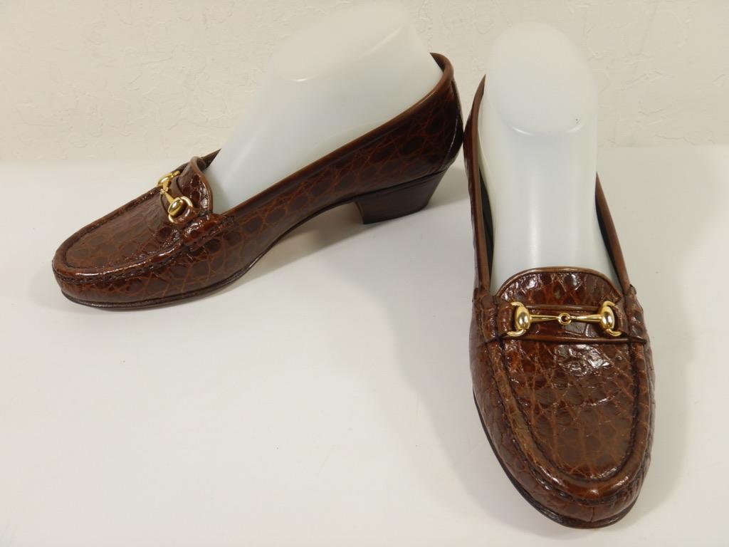 Vintage Gucci Horsebit Alligator Loafers Größe 38,5, Vintage im Angebot 1
