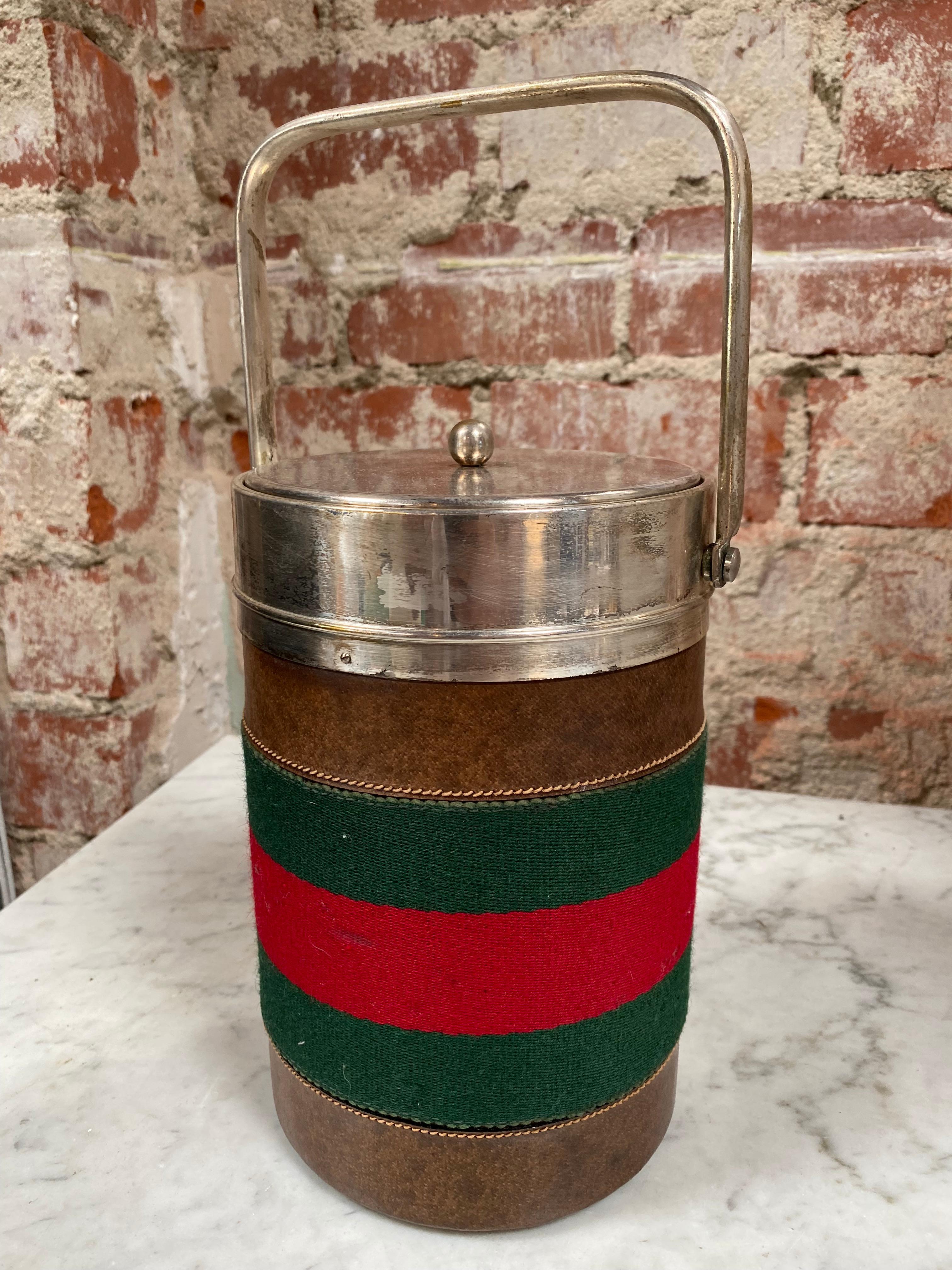 Very chic ice bucket designed by Gucci, Italy, 1970.