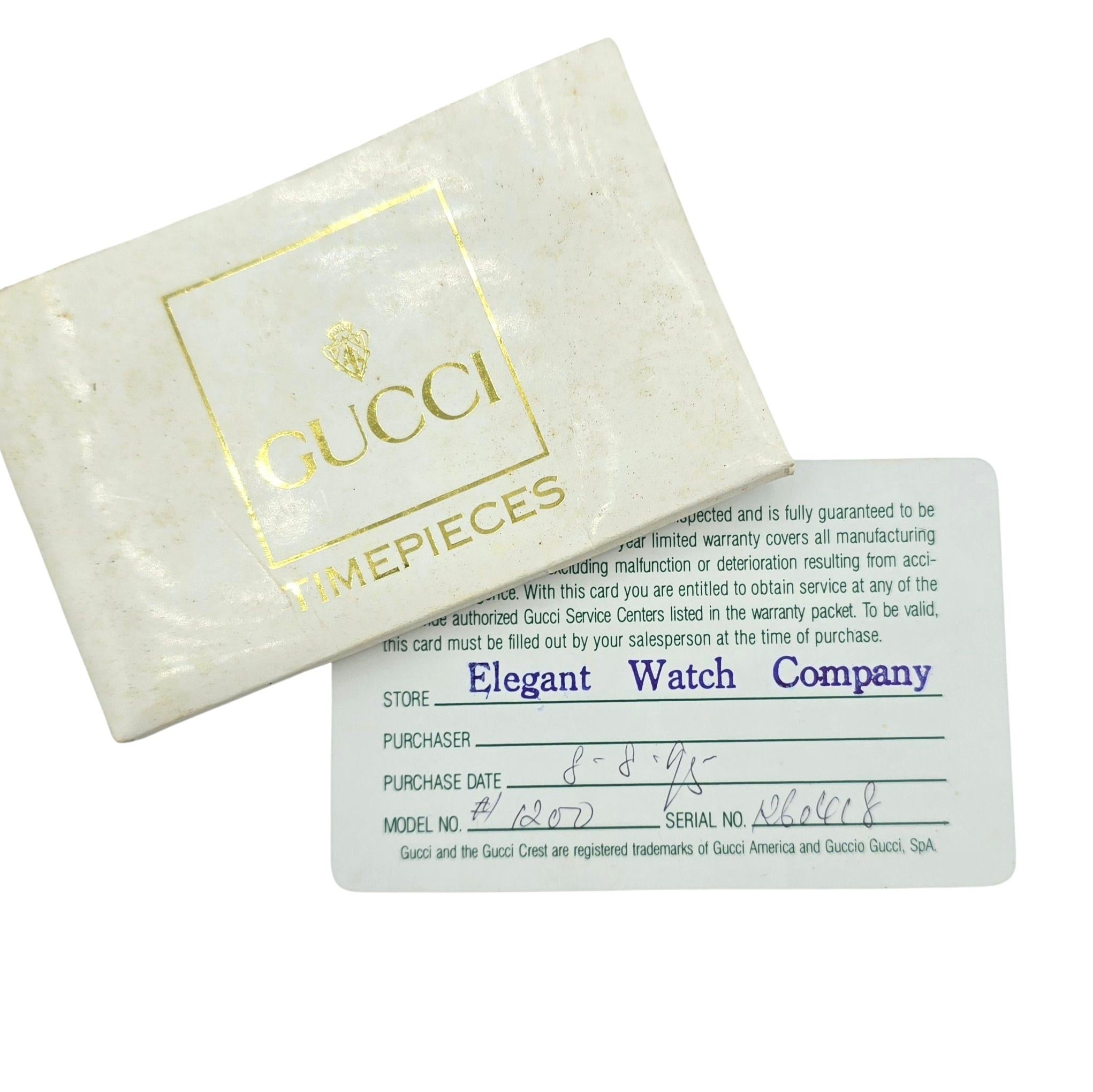 Vintage Gucci Interchangeable Bezel Gold Plated Watch 1200L Rice Link Bracelet 1