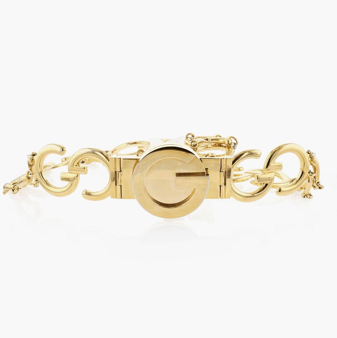 Post-War Vintage Gucci Interlocking-G Gold-Plated Logo Belt