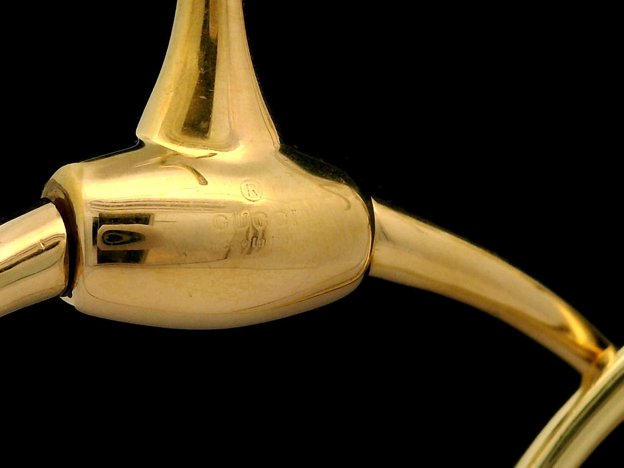 Vintage Gucci Italian Solid 18k Yellow Gold Horse Bit Large Hoop Earrings In Good Condition For Sale In Montclair, NJ