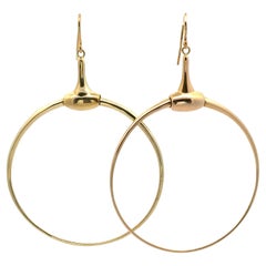 Vintage Gucci - Orecchini a cerchio grandi in oro giallo 18 carati con punta di cavallo