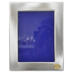 Marco de fotos vintage con monograma doble G de Gucci Italia en plata cepillada y dorada