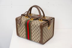 Vintage Gucci Italy monogram striped train case