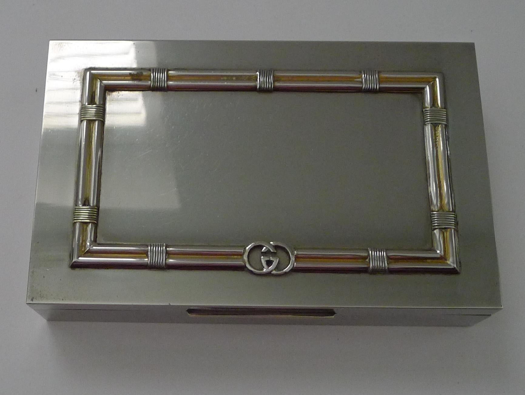 Mid-Century Modern Vintage Gucci, Italy - Solid Sterling 800 Silver Box c.1968 For Sale