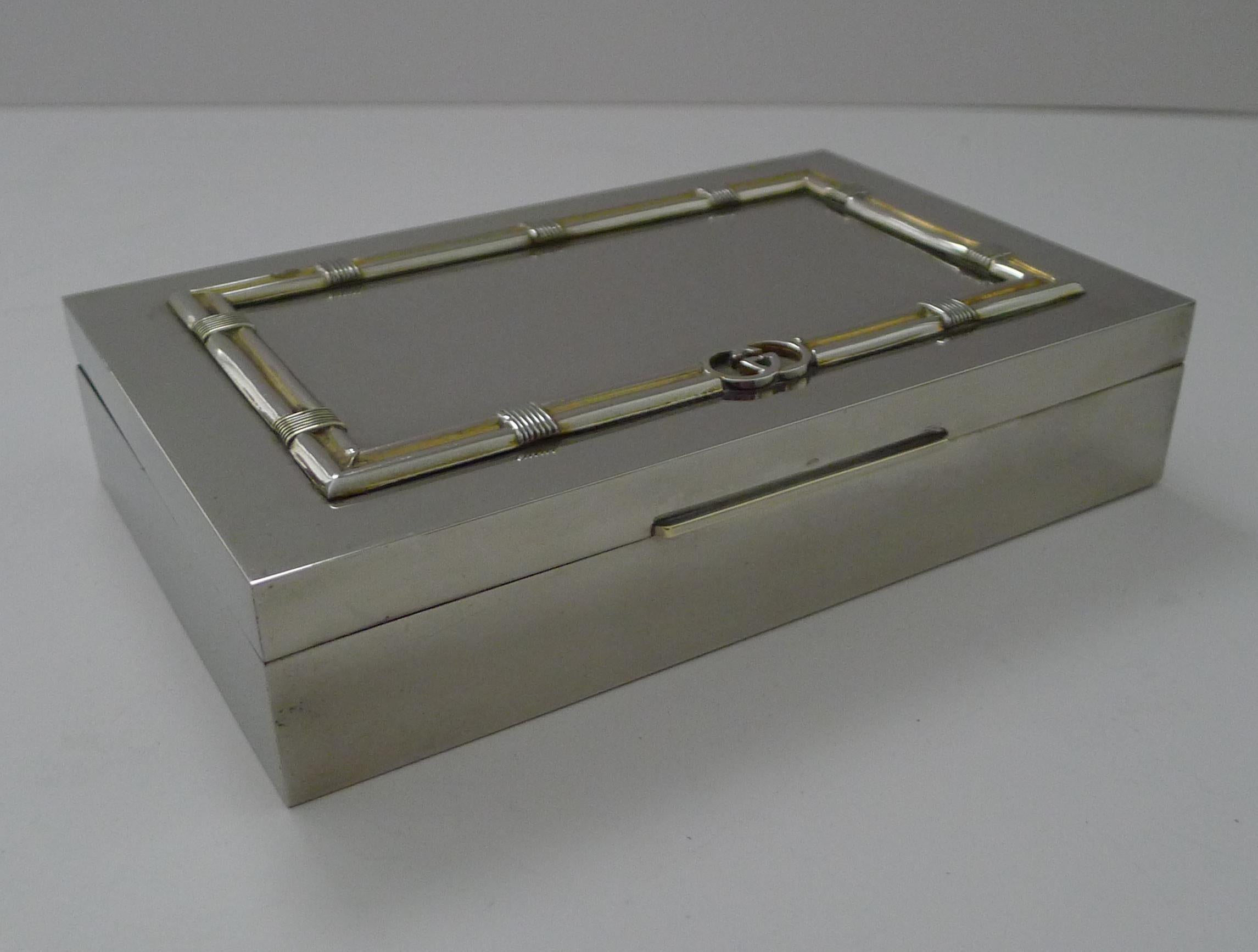Italian Vintage Gucci, Italy - Solid Sterling 800 Silver Box c.1968 For Sale
