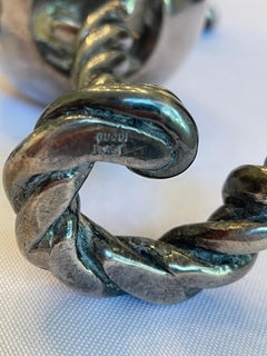 Vintage GUCCI Italy Wine Goblets in Silver-Plate Rope Design, Marked