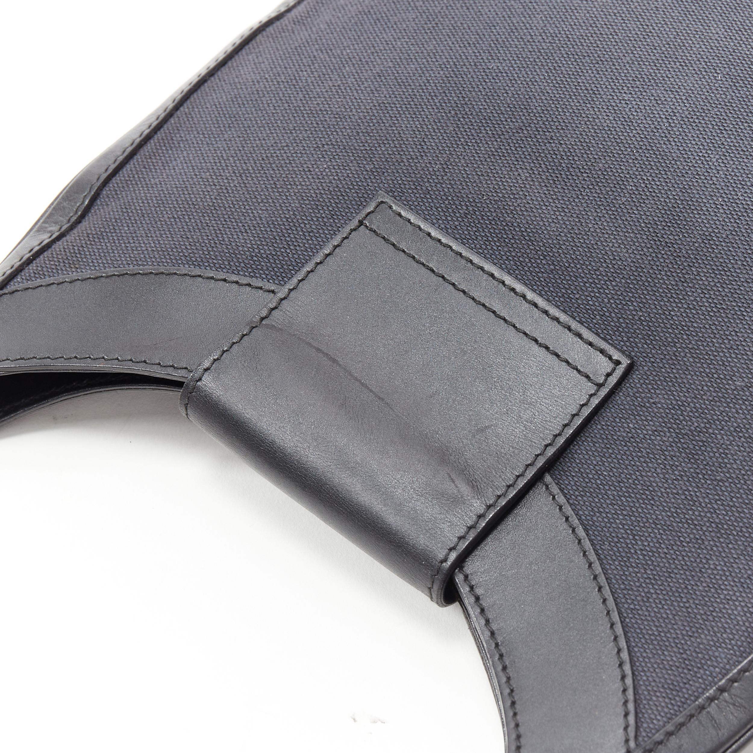 vintage GUCCI Jackie black canvas leather gold horse bit lock shoulder hobo bag 1