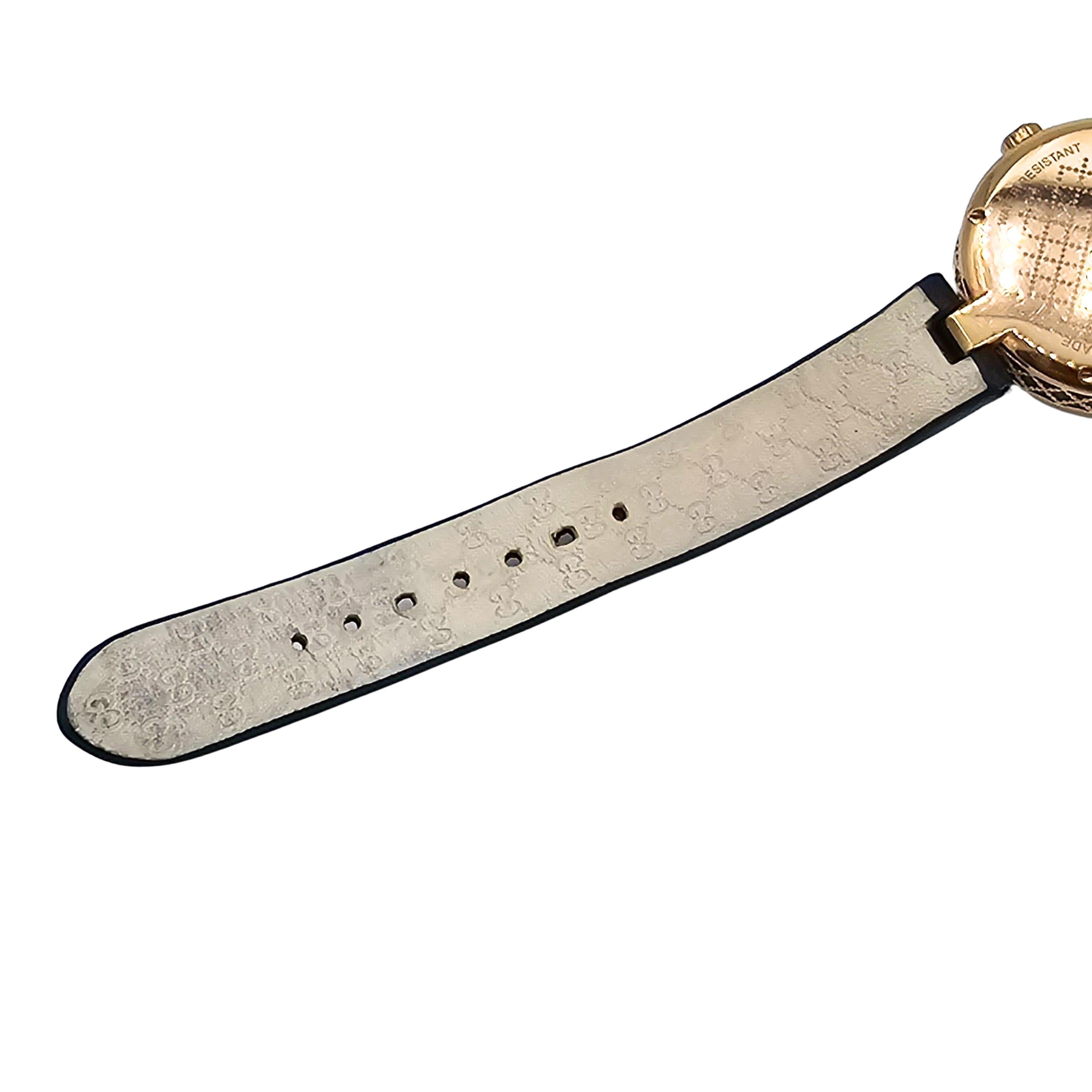 Reloj Vintage Gucci Ladies Diamantissima Cuero Negro 32mm en venta 4