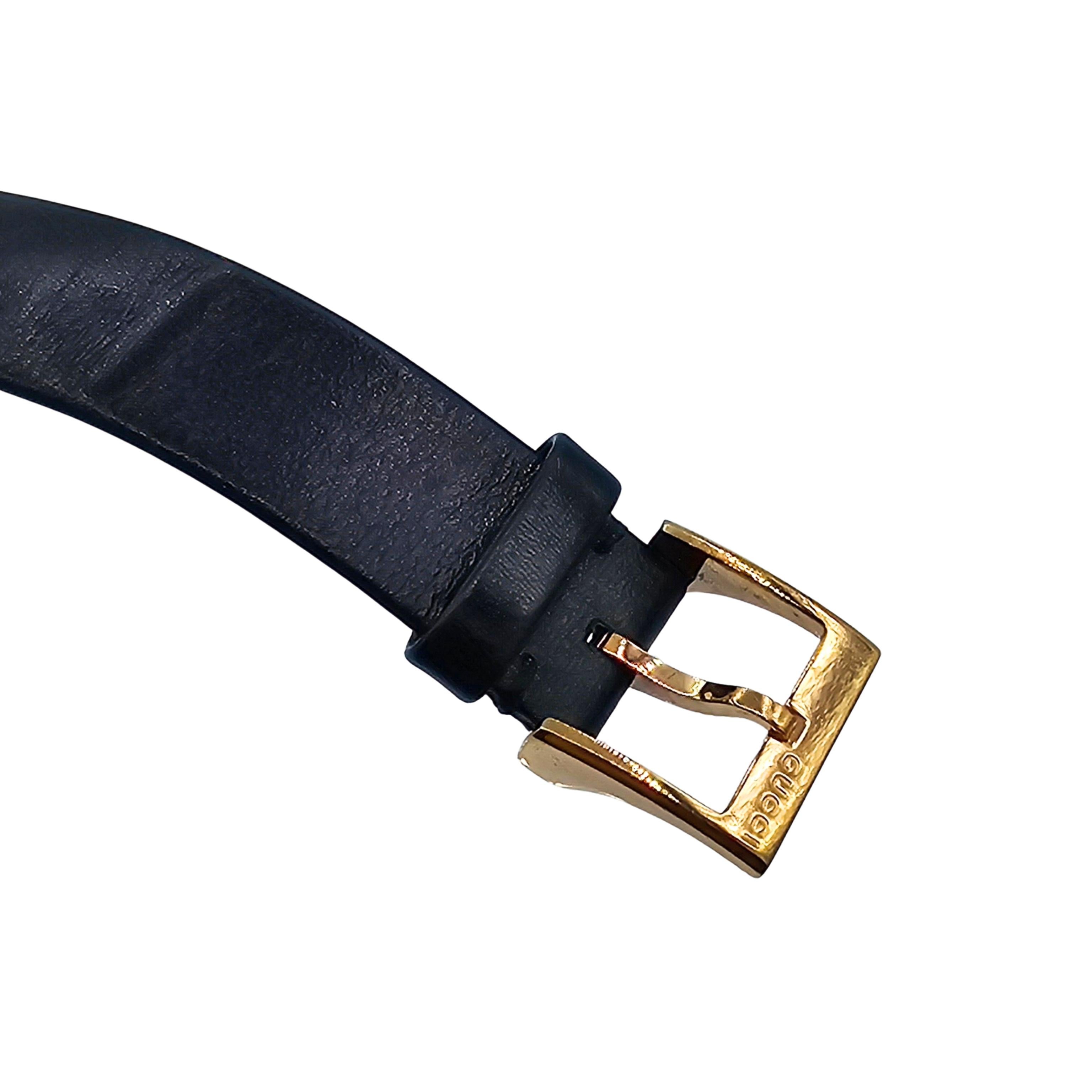 Reloj Vintage Gucci Ladies Diamantissima Cuero Negro 32mm en venta 1
