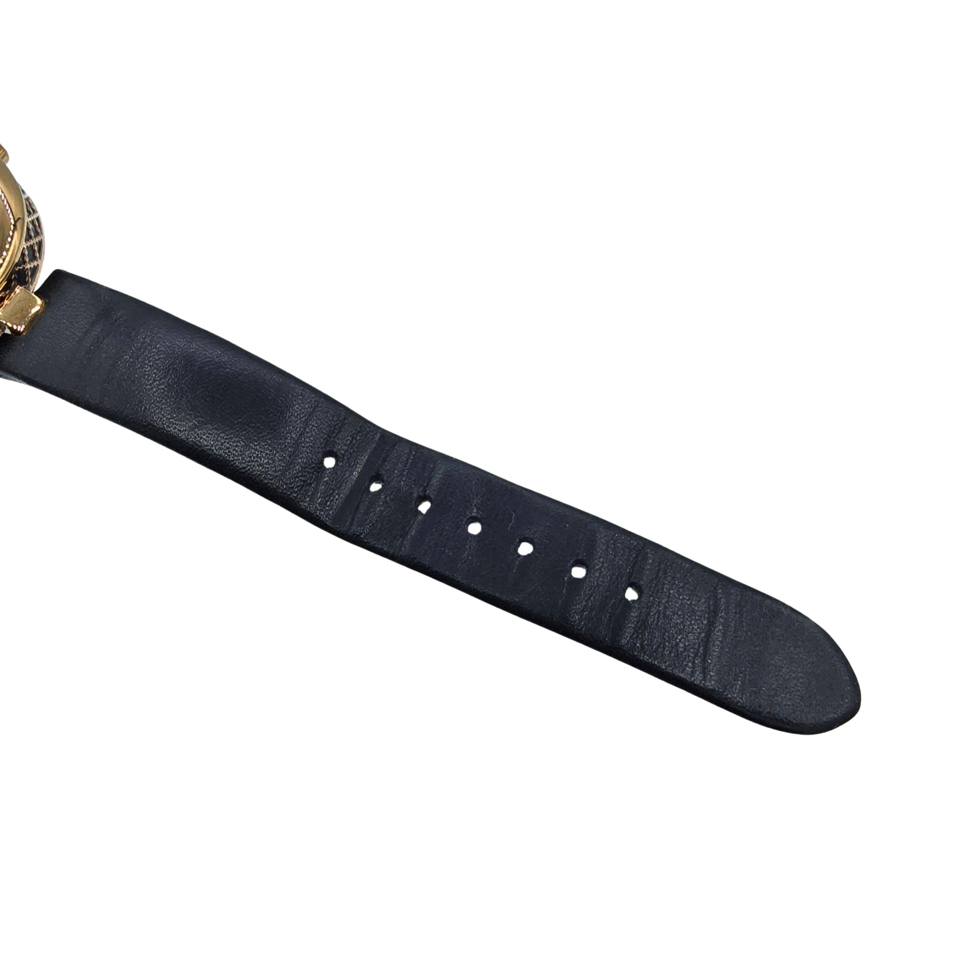 Reloj Vintage Gucci Ladies Diamantissima Cuero Negro 32mm en venta 2