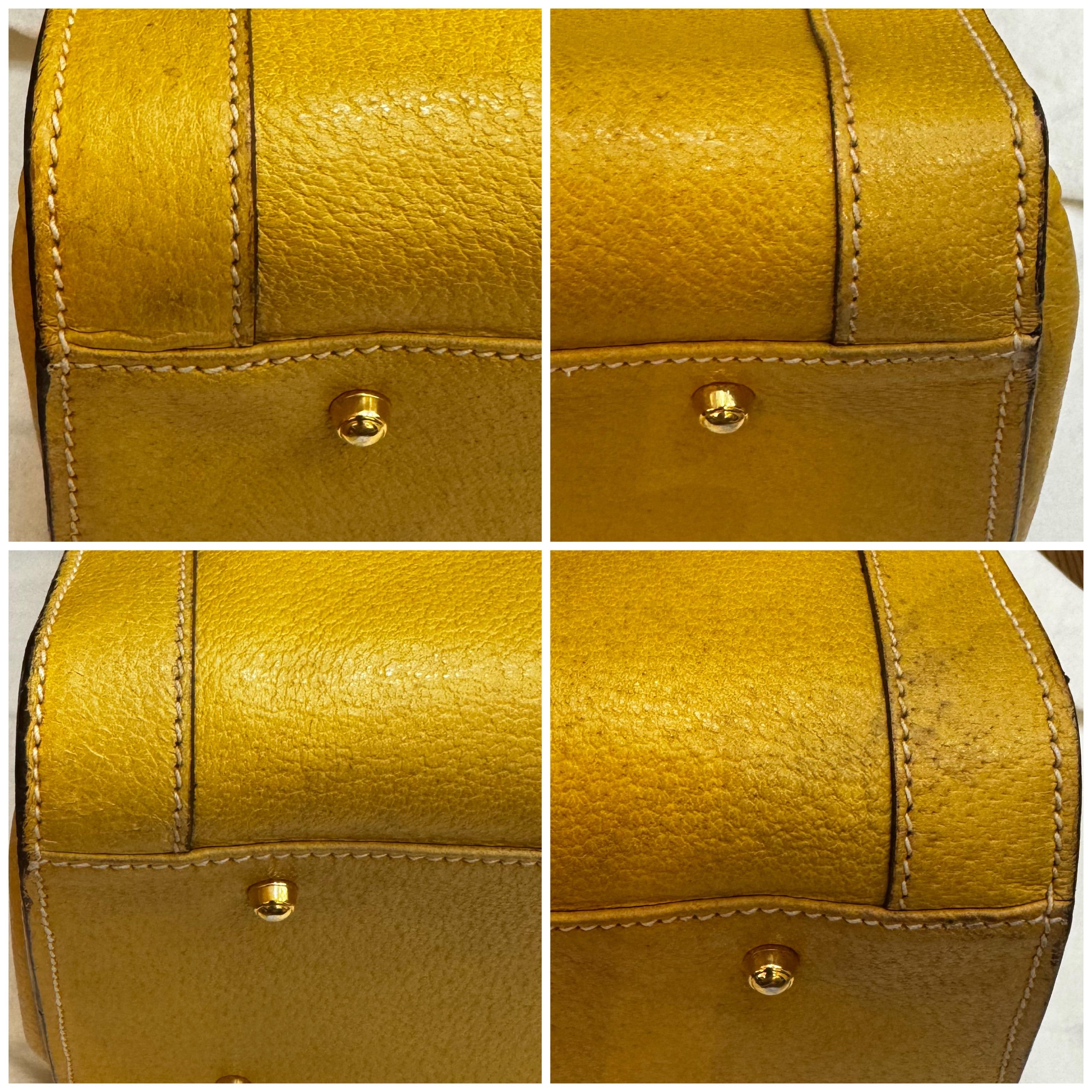Vintage GUCCI Große Diana Tote Bambus Tote Bag Leder Gelbe Einzeltasche im Angebot 7