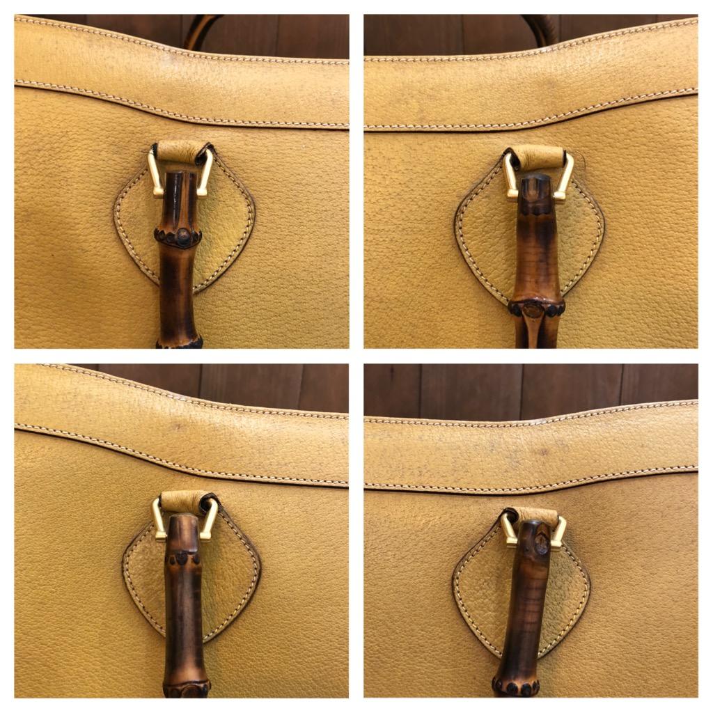 Women's or Men's Vintage GUCCI Large Diana Tote Bamboo Tote Bag Leather Yellow Single Compartment For Sale