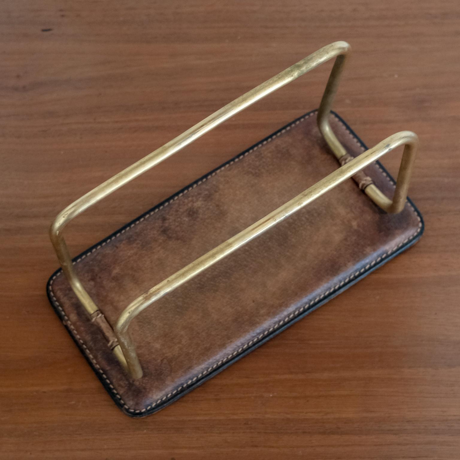 Vintage Gucci Leather and Brass Letter Holder 1