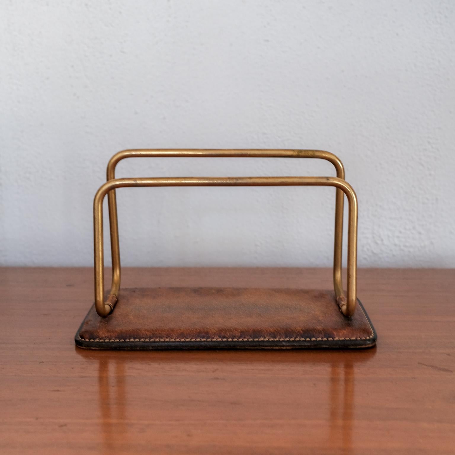 Vintage Gucci Leather and Brass Letter Holder 3