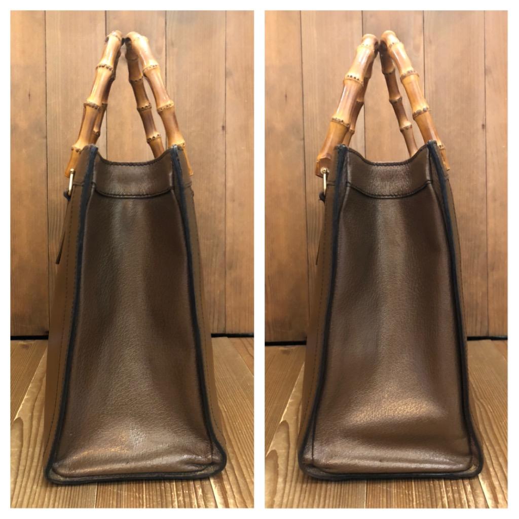 Vintage GUCCI Diana Tote Bamboo Tote Bag Leather Chocolate Brown (Medium) In Fair Condition For Sale In Bangkok, TH