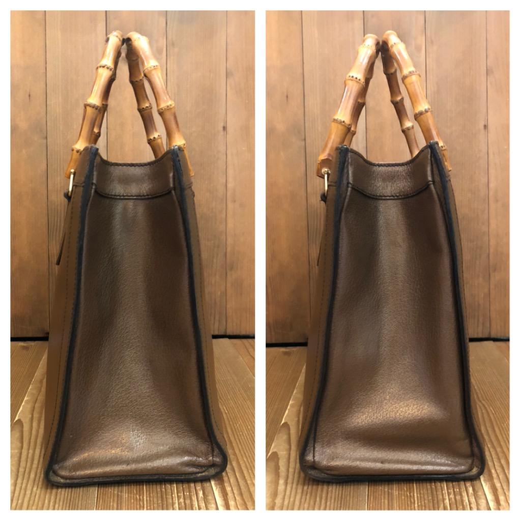 Vintage GUCCI Diana Tote Bamboo Tote Bag Leather Chocolate Brown In Good Condition In Bangkok, TH