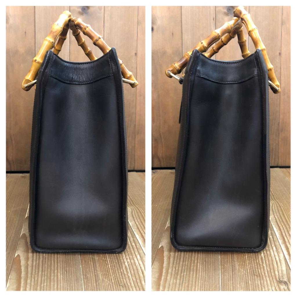 Vintage GUCCI Diana Tote Bamboo Tote Bag Calfskin Leather Dark Brown (Medium) 2