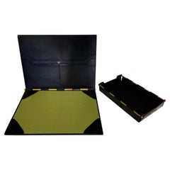Vintage Gucci Leather & Brass Desk Set