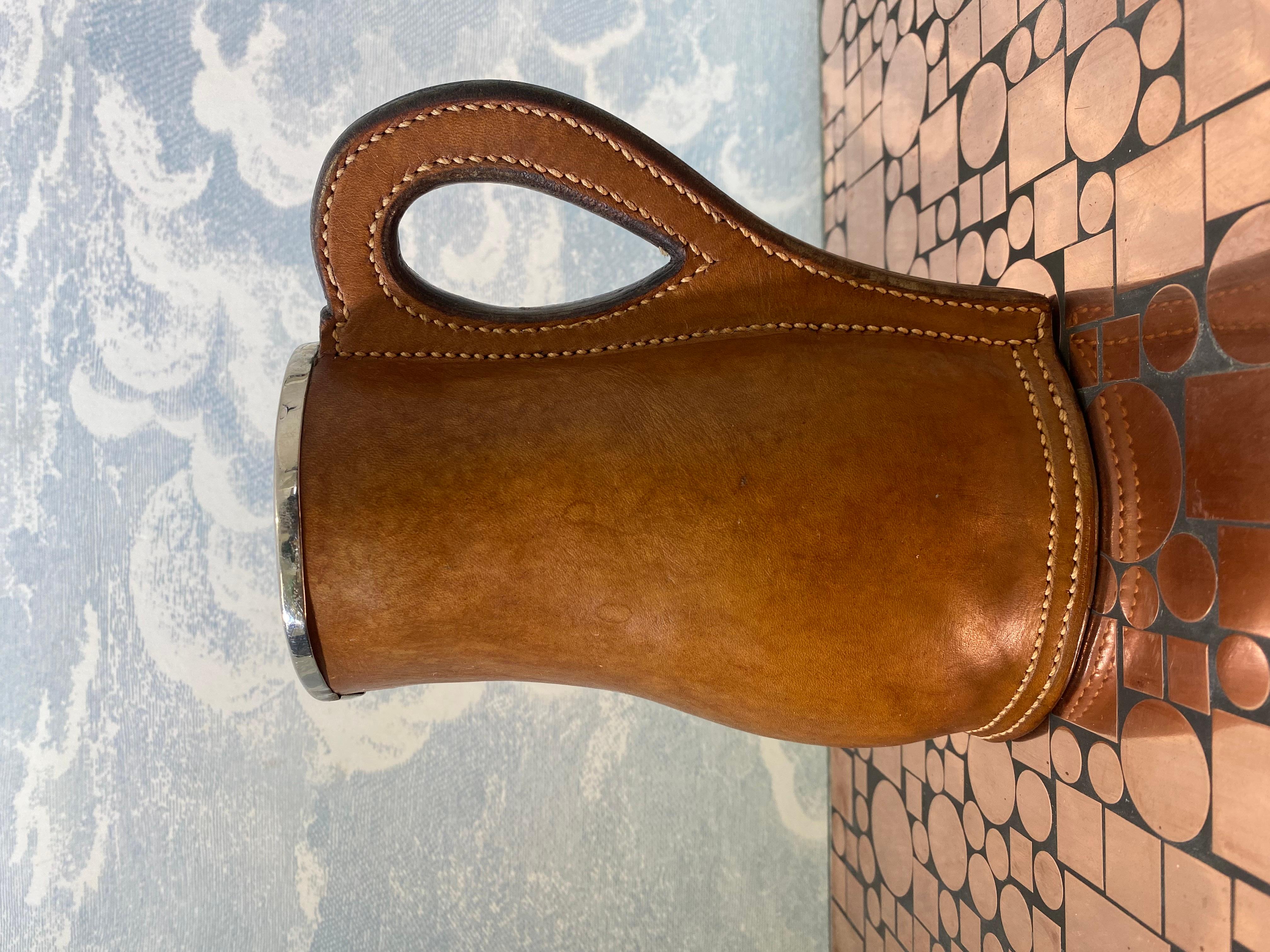 Early 20th Century Vintage Gucci Leather Jug, Pitcher, Italy, 1920s