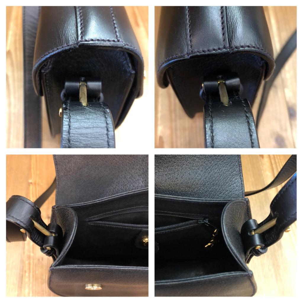 Vintage GUCCI Leather Saddle Shoulder Bag Black Equestrian Unisex In Excellent Condition In Bangkok, TH