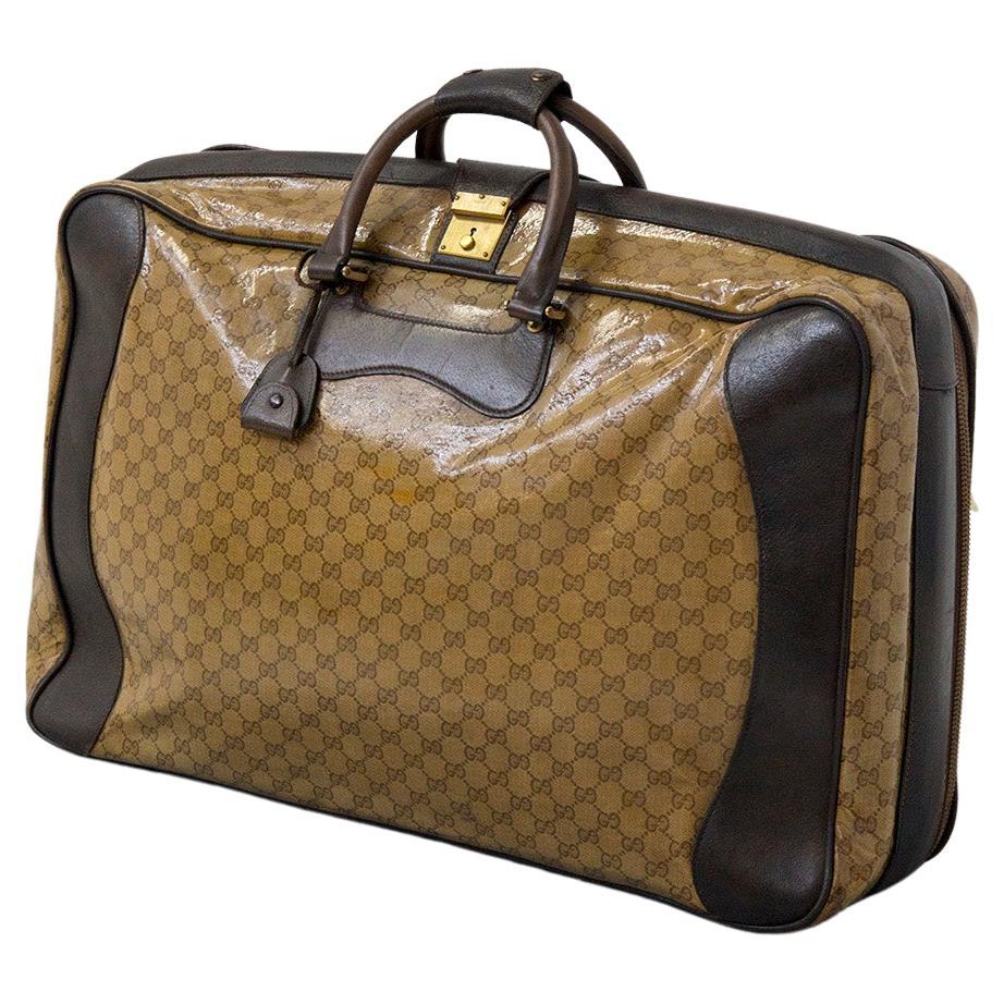 Vintage Gucci Luggage Travel Bag. Underneath Internal Logo Is Serial Number.