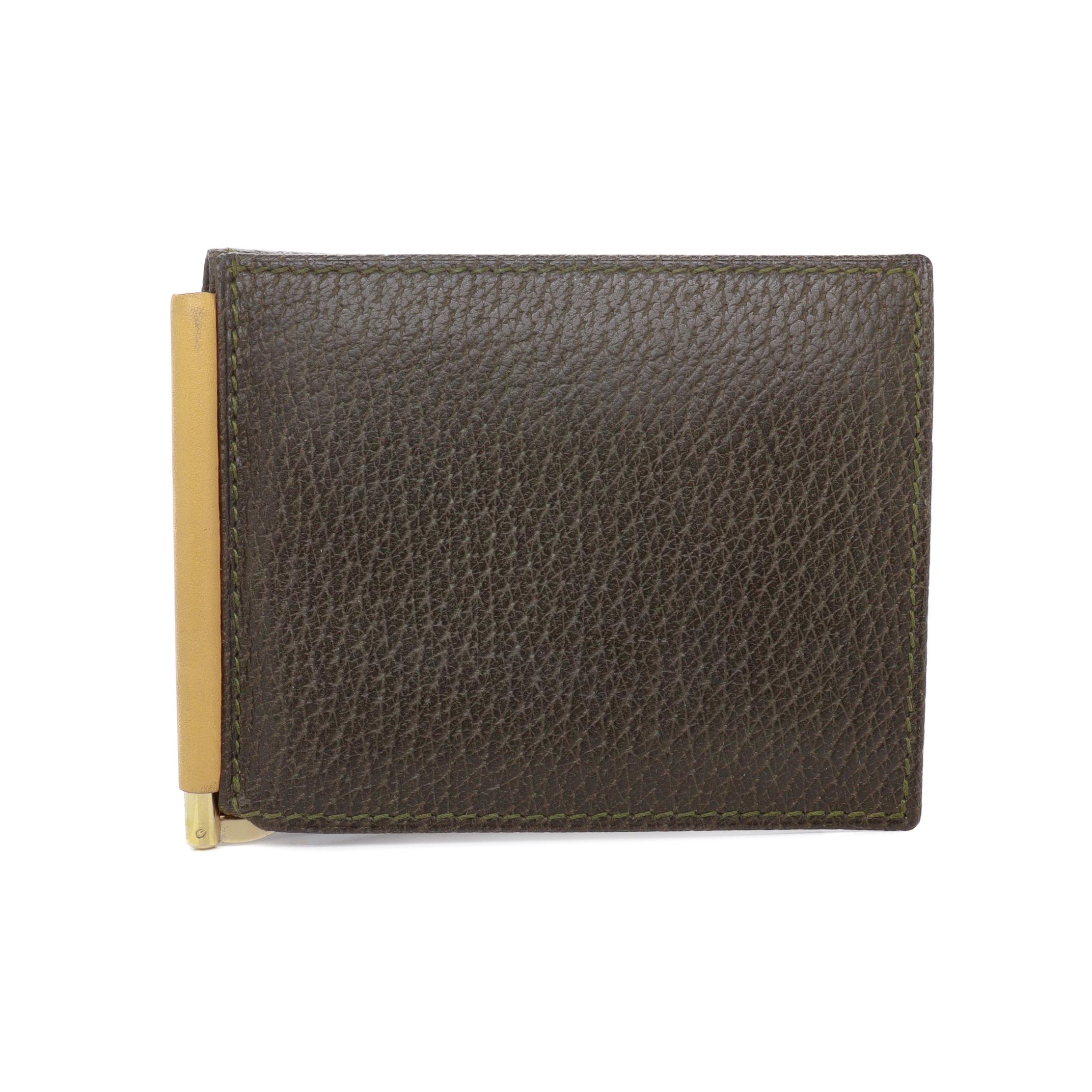 Rétro Vintage Gucci Leather Tri-Fold Wallet with Money Clip en vente