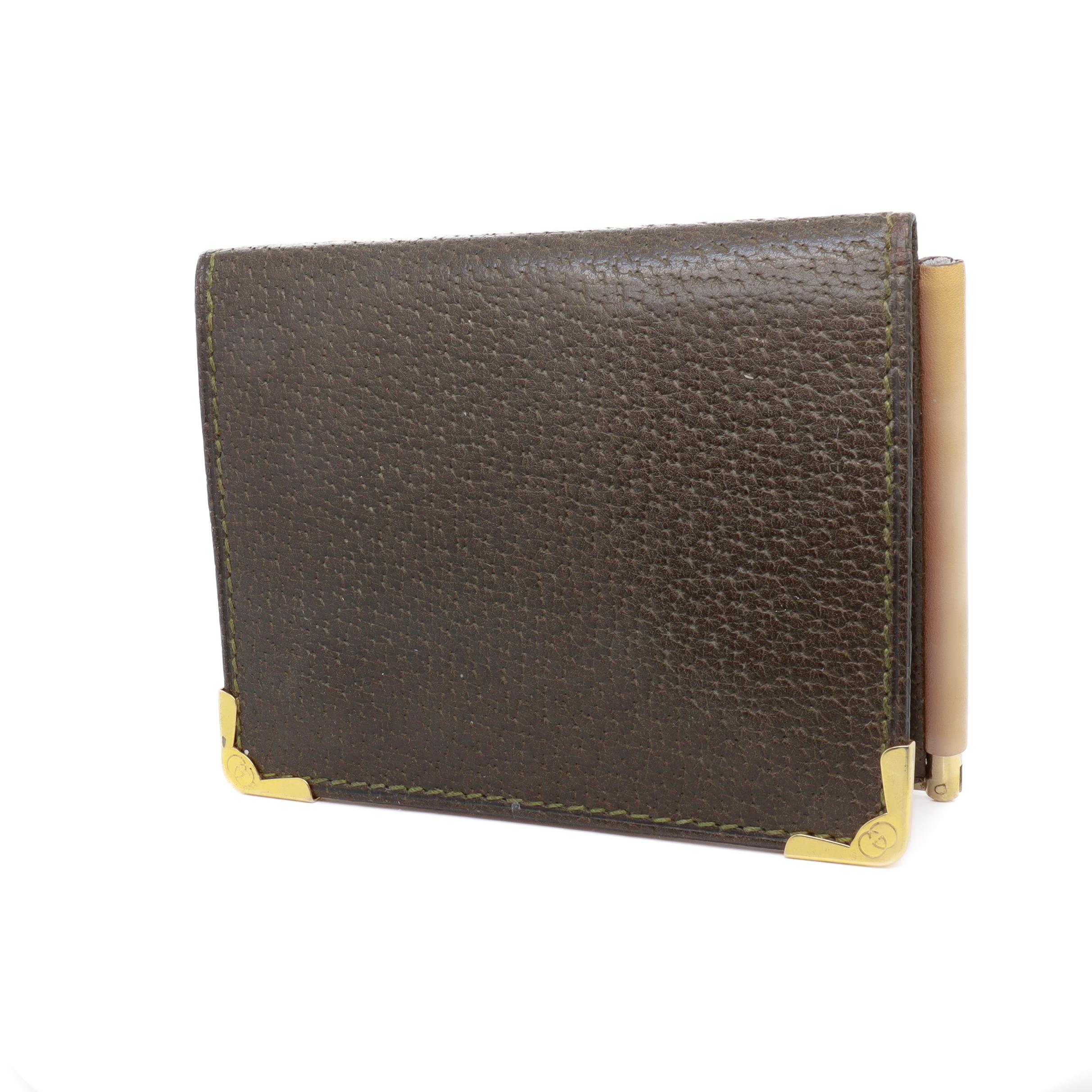 Vintage Gucci Leather Tri-Fold Wallet with Money Clip en vente 1