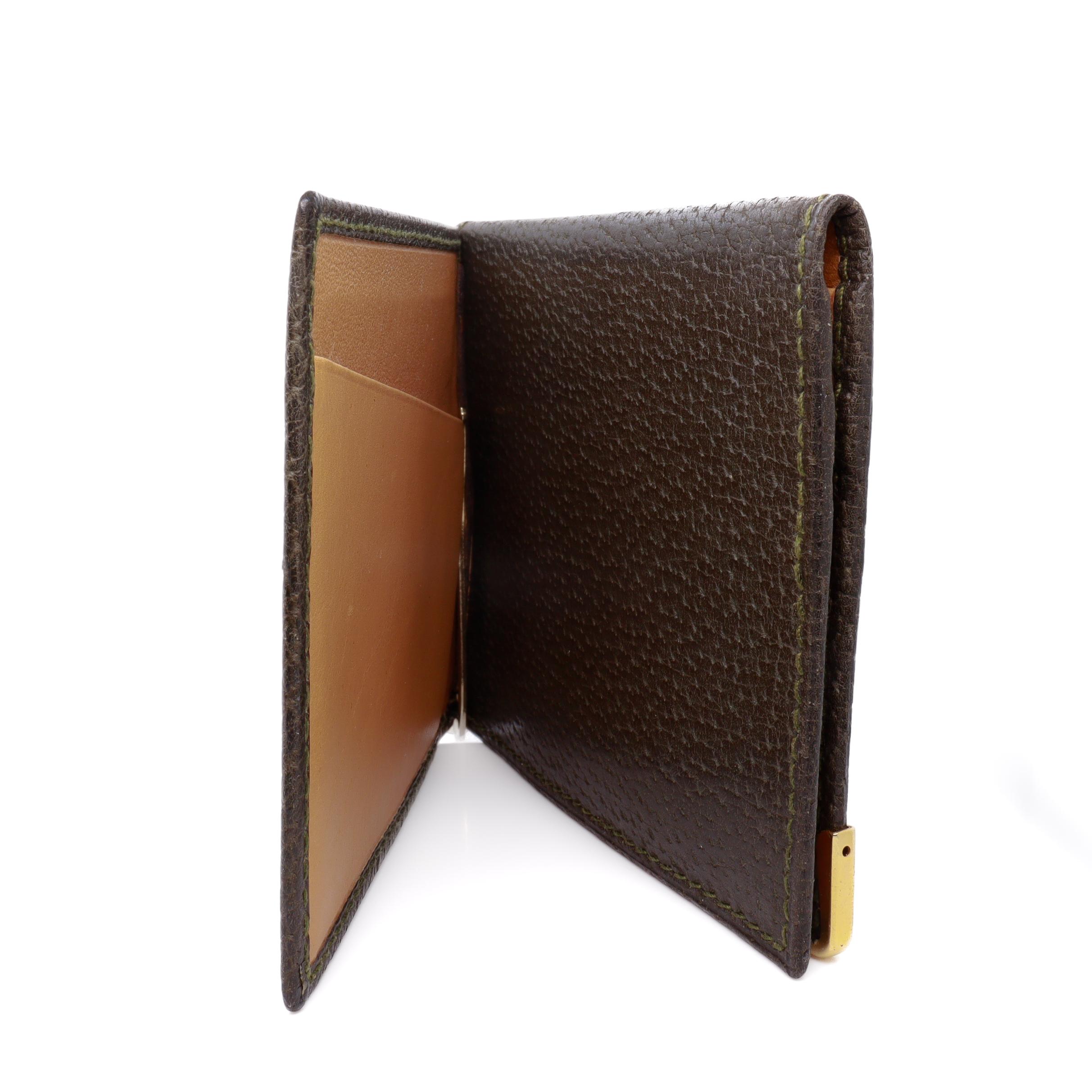 Vintage Gucci Leather Tri-Fold Wallet with Money Clip en vente 4