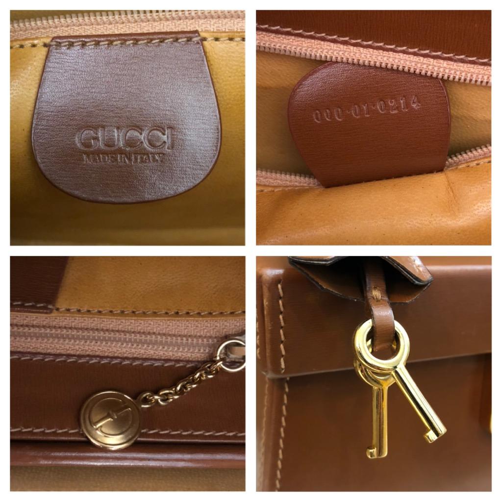 1990 Vintage GUCCI Leather Vanity Trunk Case Calfskin Brown  en vente 1
