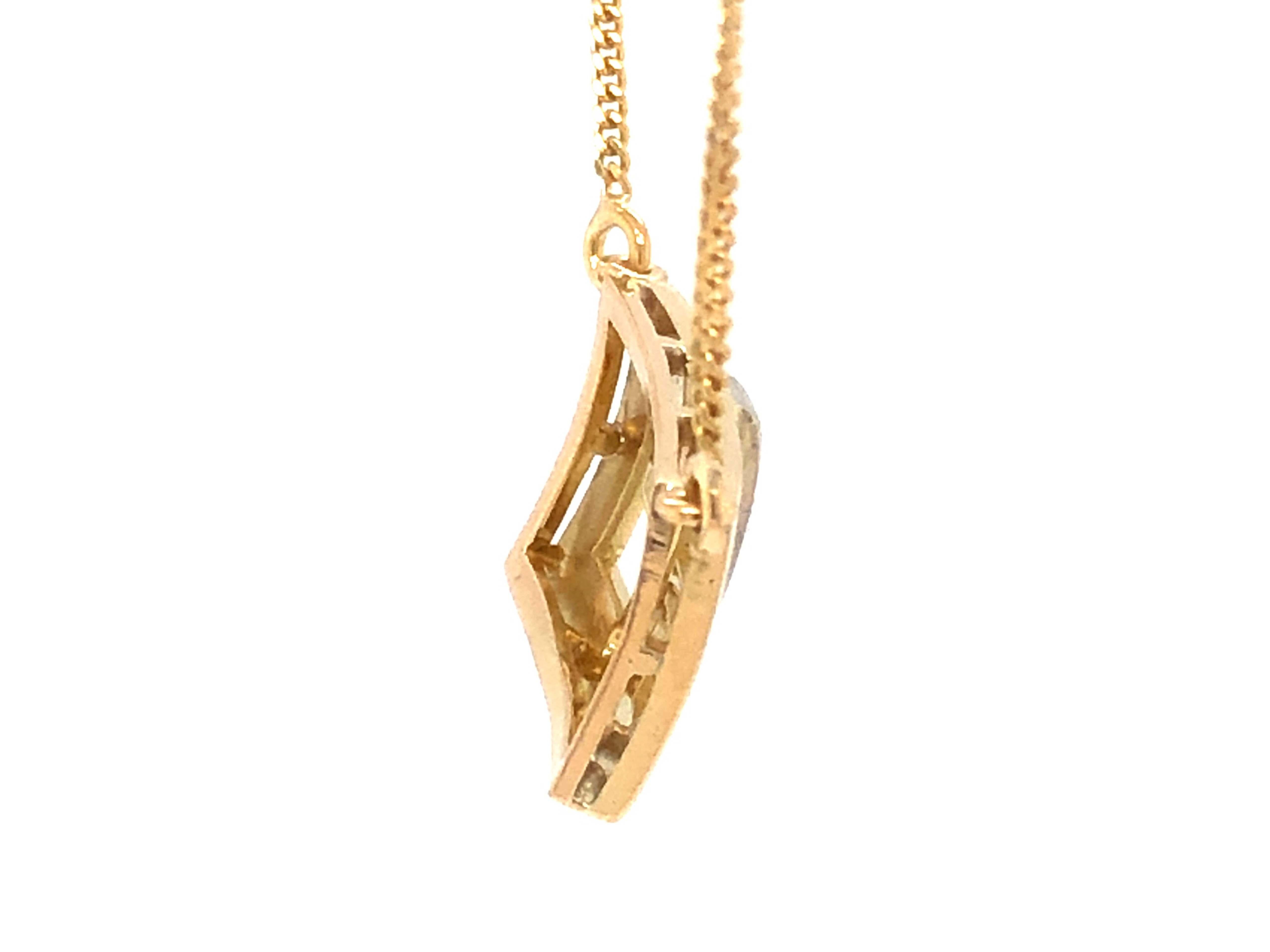 Vintage Gucci Logo Gold and Diamond Pendant with Chain, 18k Yellow Gold In Excellent Condition In Honolulu, HI