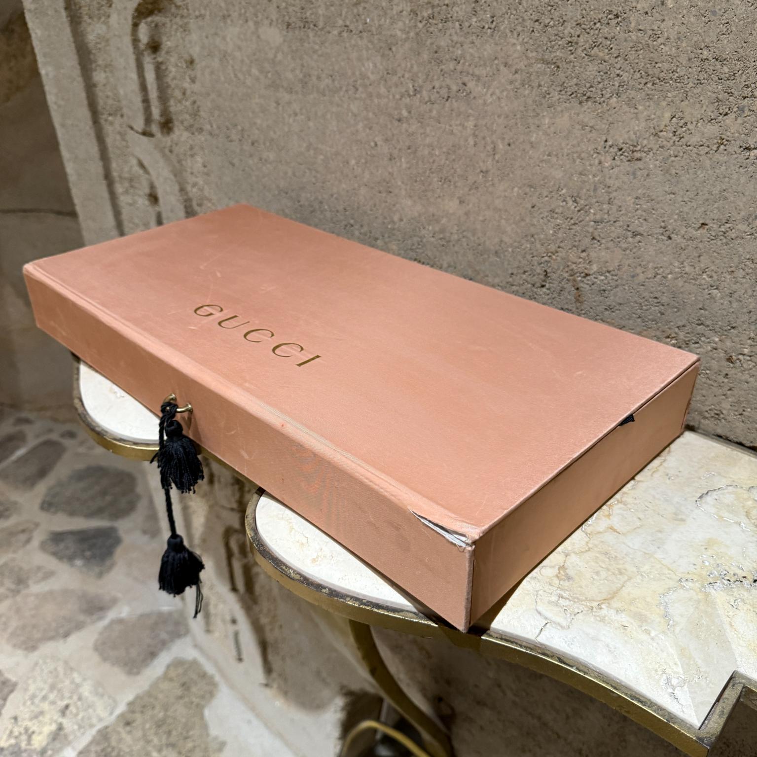 Modern Vintage Gucci Makeup Box Lipstick Vault Beveled Mirror For Sale