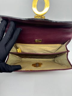 Vintage Gucci Maroon Smooth Leather Top Handle Turn-Lock Bag