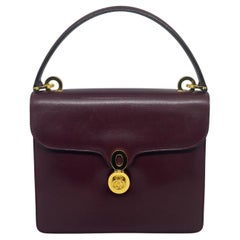 Vintage Gucci Maroon Smooth Leather Top Handle Turn-Lock Bag