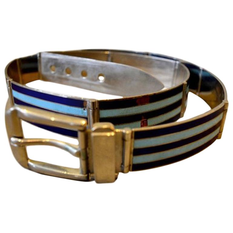 Vintage Gucci Metal Enamel Belt For Sale