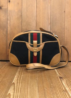 Vintage GUCCI Web Navy Micro GG Jacquard Shoulder Bag