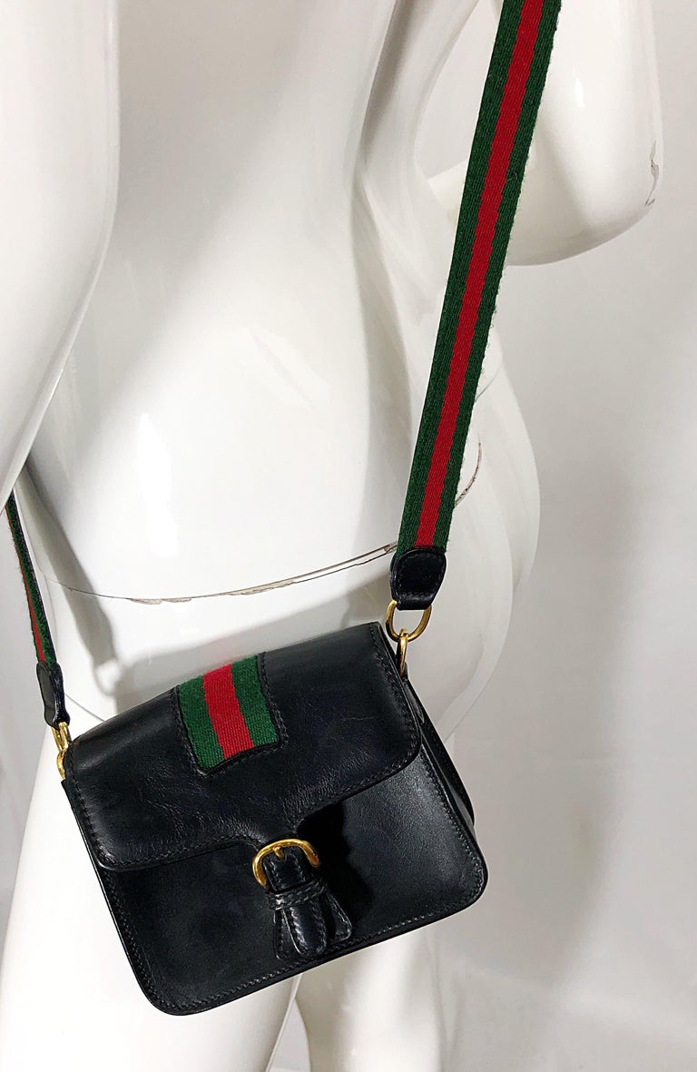 Vintage Gucci Mini 1990s Black Leather Small Minature Crossbody 90s  Shoulder Bag