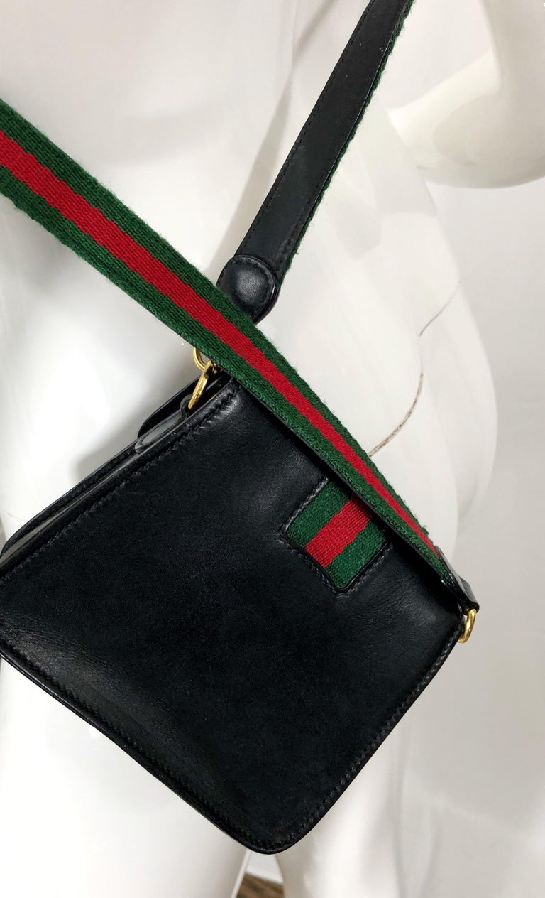 Vintage Gucci Mini 1990s Black Leather Small Minature Crossbody 90s Shoulder Bag at 1stdibs