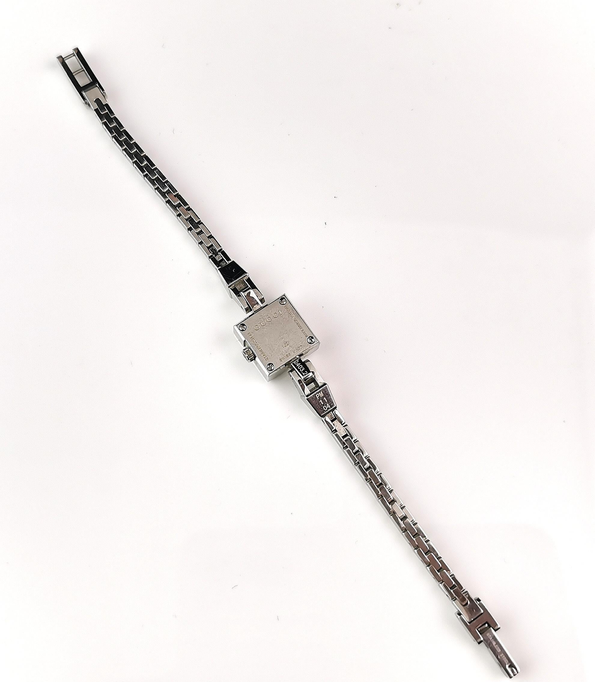 Vintage Gucci Mini G ladies diamante watch, wristwatch 3